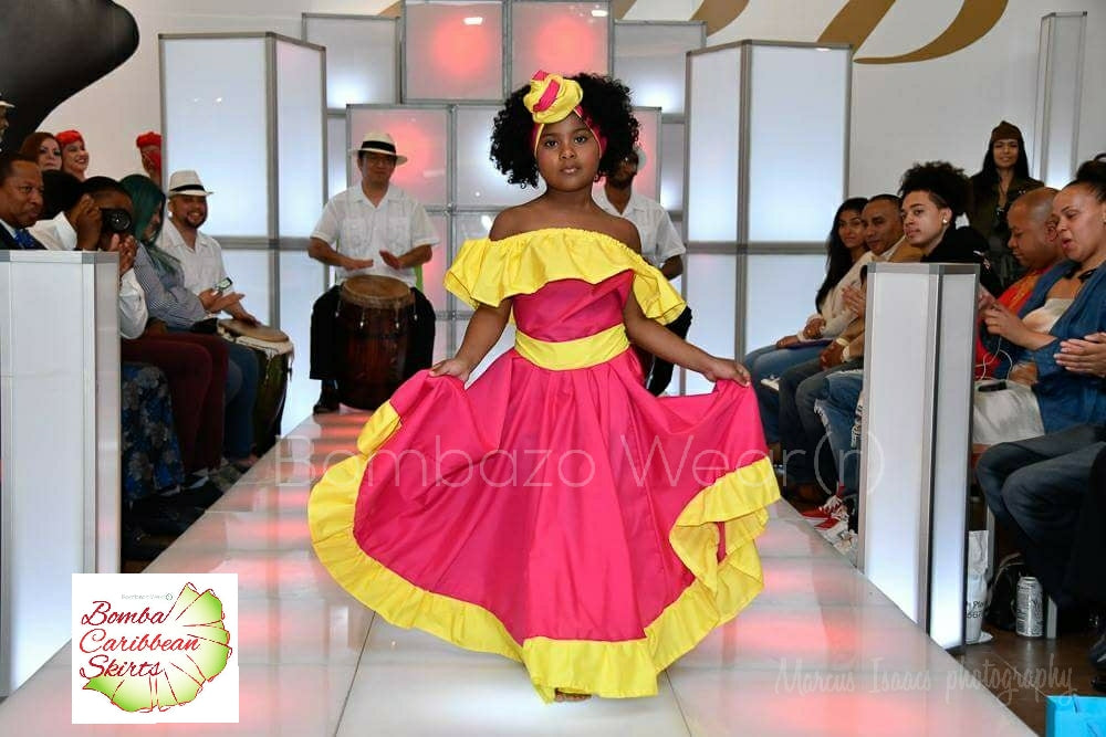 Child Pink and Yellow Bomba Caribbean Skirt