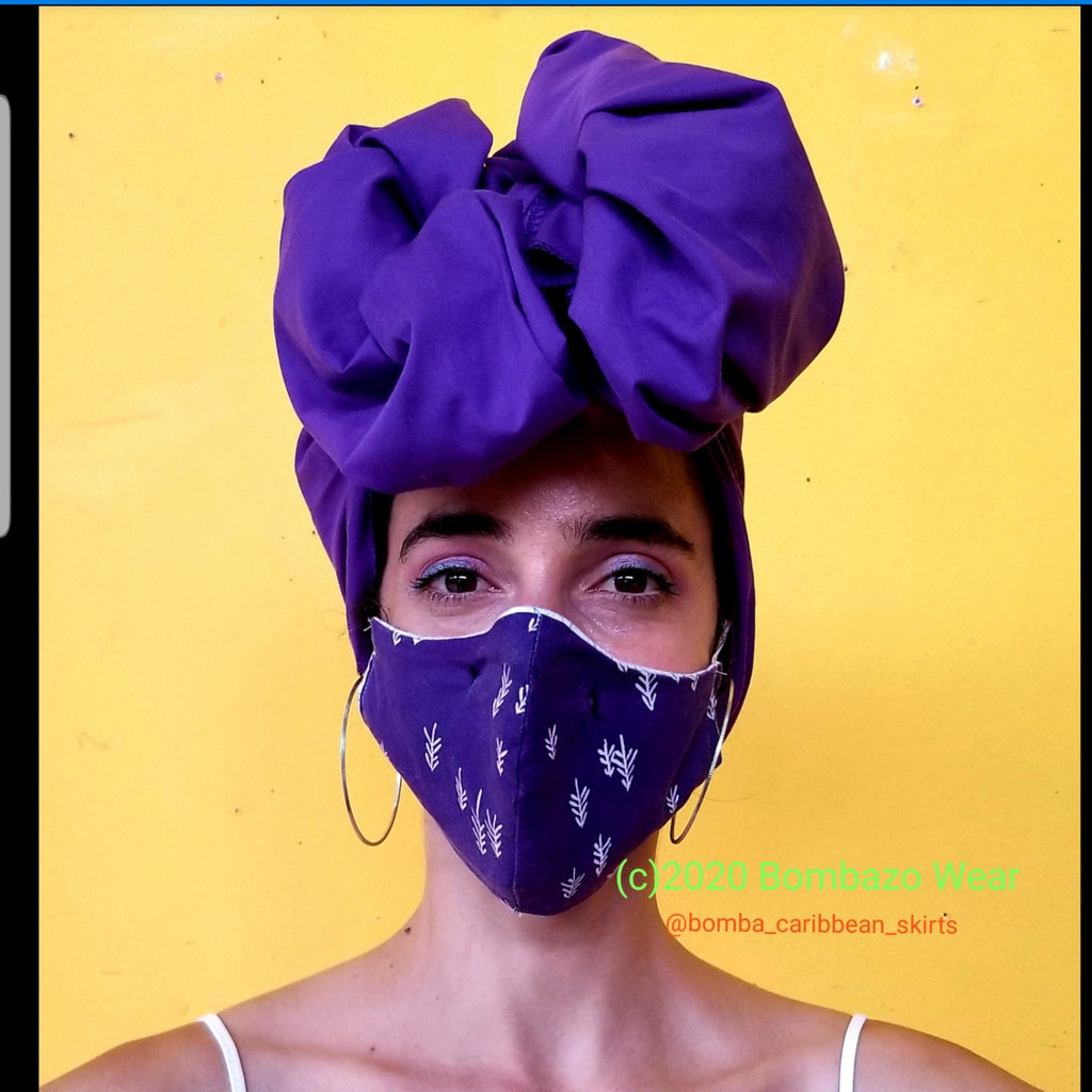 Bombazo Wear Purple Headwrap & FaceMask Combo