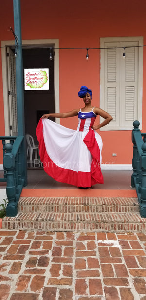 Red & White Bomba Caribbean Skirt