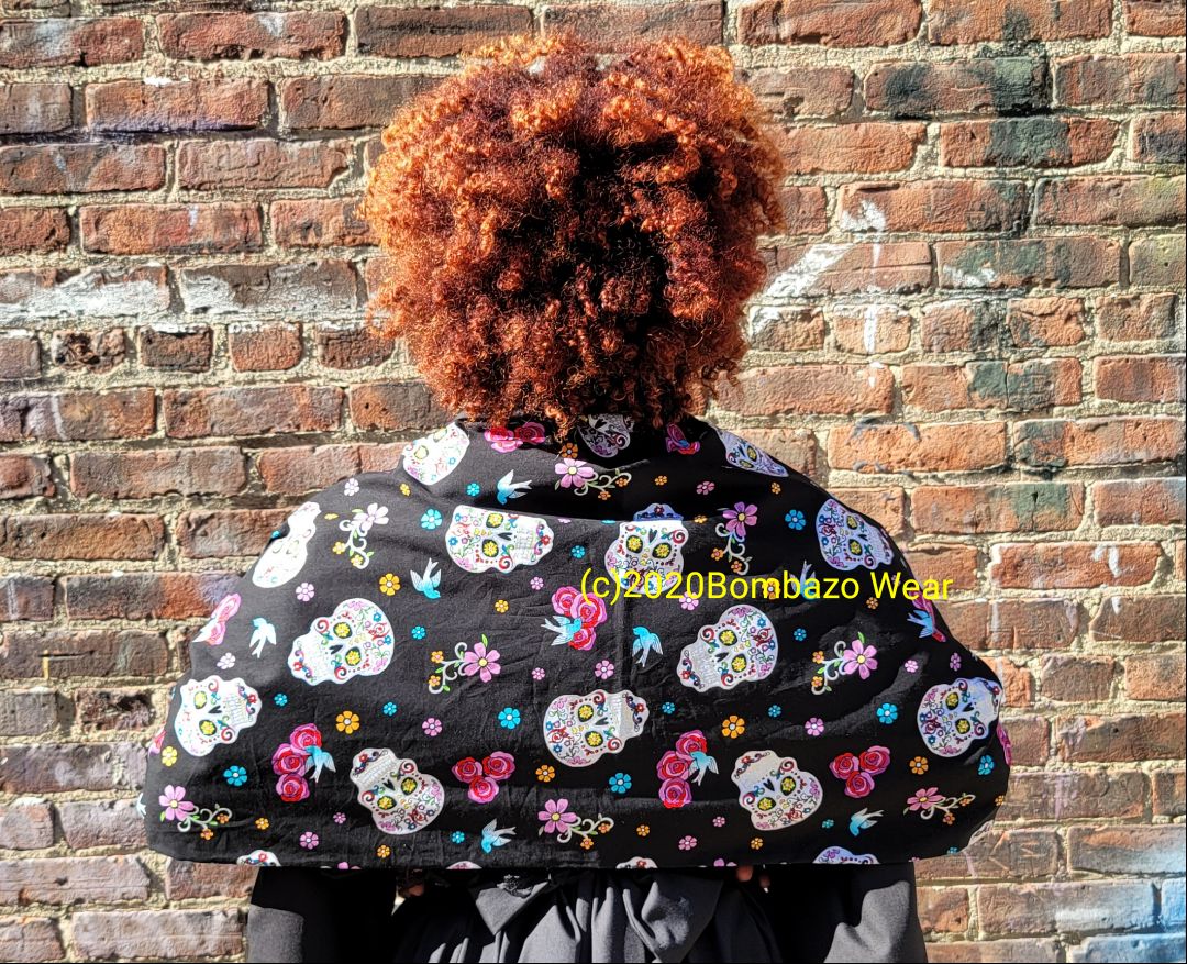 Double sided Skull /Black headwrap combo