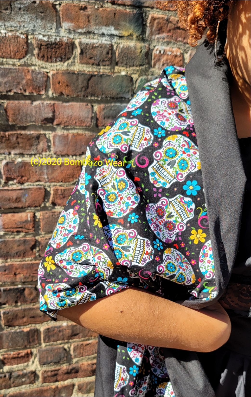 Double sided Skull /Black headwrap combo