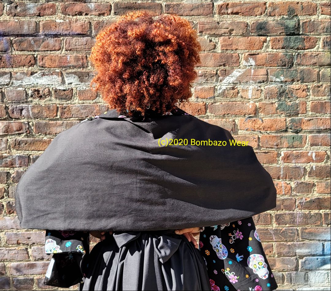Double sided Skull /Black headwrap combo