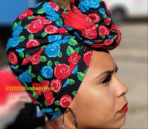Floral Frida w/ Red Double headwrap combo