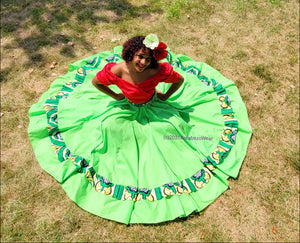 Lime Green w/ African print Bomba skirt